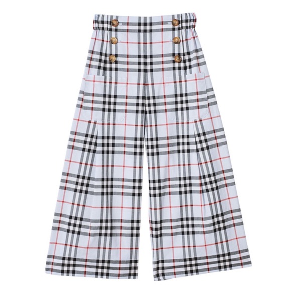 ✨BURBERRY Plaid Big Kids Girls Womens Wide Leg Blue Check